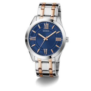 Guess Roman Numeral Blue Dial Two-Tone Mens Watch